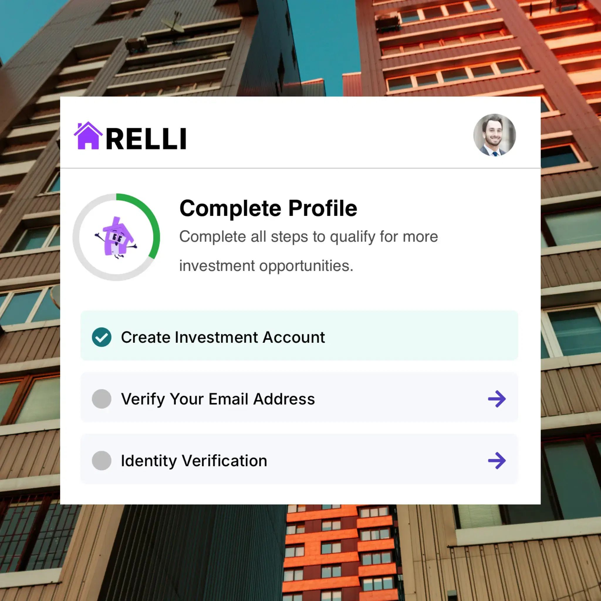 Create account and get qualified for real estate investments