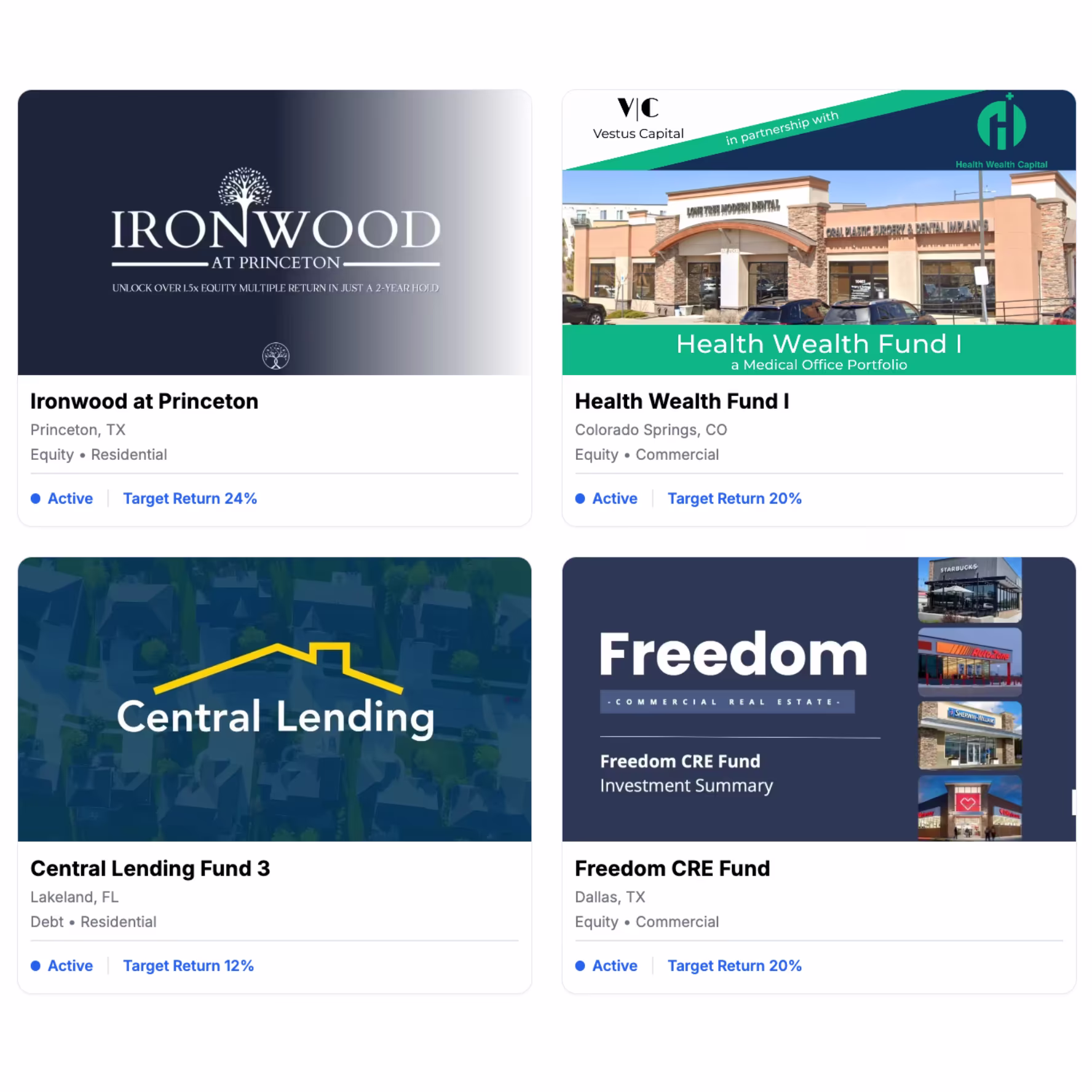Preview of the Relli marketplace showing curated investment opportunities